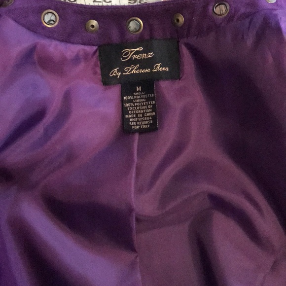 Trenz Purple Faux Suede Studded Open Front Jacket - Picture 5 of 7
